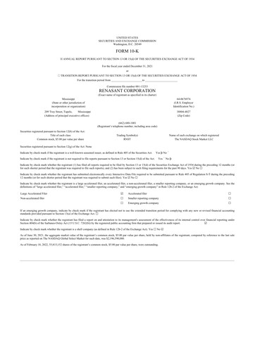 Thumbnail Renasant Corp 10-K Annual Report 2021