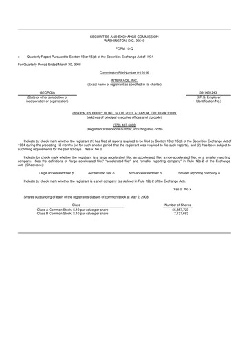 Vorschaubild Interface, Inc. 10-Q Quartalsbericht  