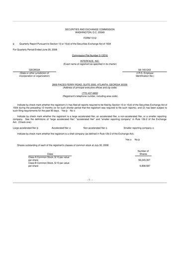 Vorschaubild Interface, Inc. 10-Q Quartalsbericht  