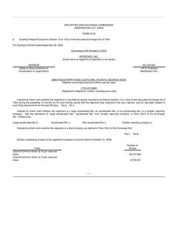 Vorschaubild Interface, Inc. 10-Q Quartalsbericht  