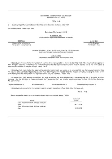 Vorschaubild Interface, Inc. 10-Q Quartalsbericht  