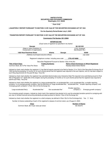 Vorschaubild Interface, Inc. 10-Q Quartalsbericht 2023 