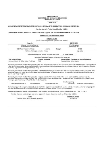 Vorschaubild Interface, Inc. 10-Q Quartalsbericht 2023 