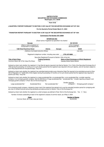 Vorschaubild Interface, Inc. 10-Q Quartalsbericht 2024 
