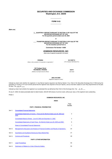 Vorschaubild Dominion Energy 10-Q Quartalsbericht  