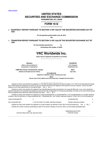 Thumbnail Yellow Corporation 10-Q Quarterly Report FY2012 