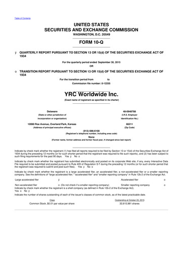 Thumbnail Yellow Corporation 10-Q Quarterly Report FY2015 