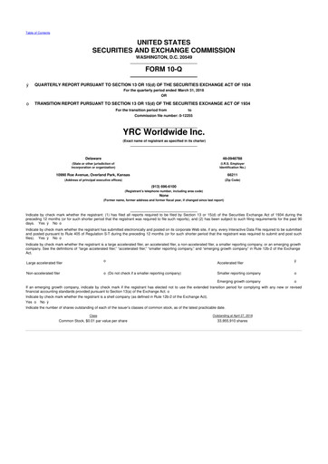 Thumbnail Yellow Corporation 10-Q Quarterly Report FY2018 