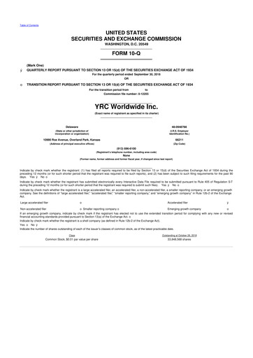 Thumbnail Yellow Corporation 10-Q Quarterly Report FY2018 