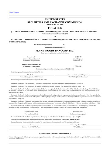 Vorschaubild Penns Woods Bancorp 10-K Jahresbericht 2016