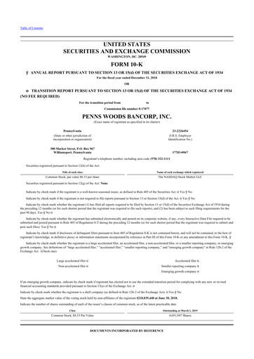 Vorschaubild Penns Woods Bancorp 10-K Jahresbericht 2018