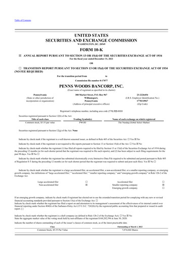 Vorschaubild Penns Woods Bancorp 10-K Jahresbericht 2021