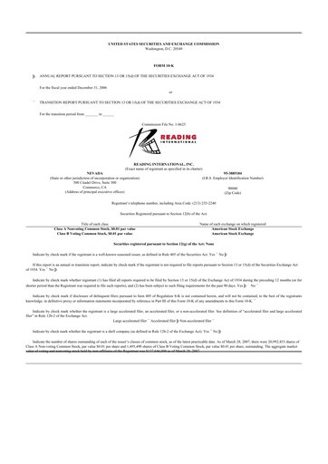 Thumbnail Reading International
 10-K Annual Report 