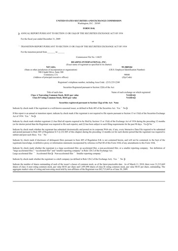 Thumbnail Reading International
 10-K Annual Report 