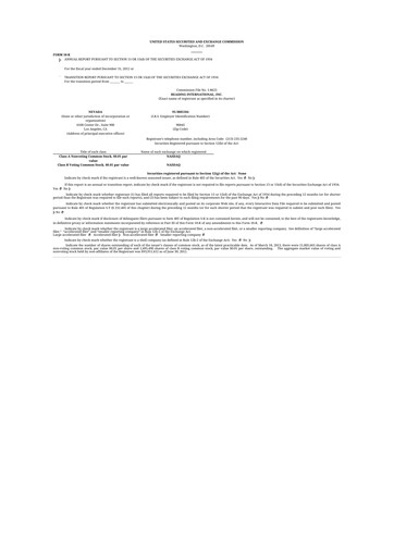 Thumbnail Reading International
 10-K Annual Report 2012