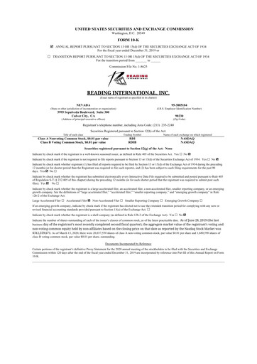 Thumbnail Reading International
 10-K Annual Report 2019