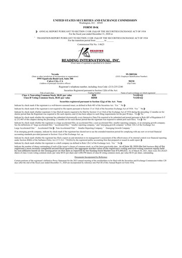 Thumbnail Reading International
 10-K Annual Report 2020