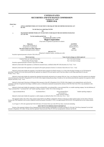 Thumbnail Regis Corporation
 10-K Annual Report 2014