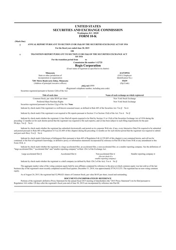 Thumbnail Regis Corporation
 10-K Annual Report 2015