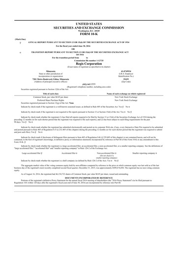 Thumbnail Regis Corporation
 10-K Annual Report 2016