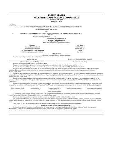 Thumbnail Regis Corporation
 10-K Annual Report 2018