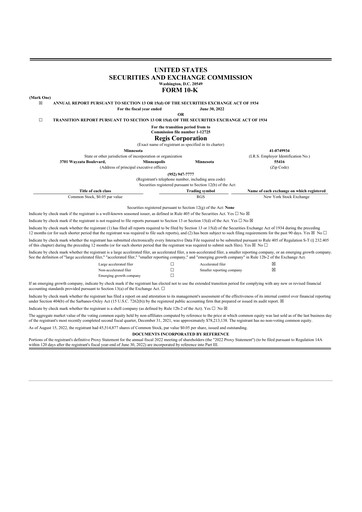 Thumbnail Regis Corporation
 10-K Annual Report 2022