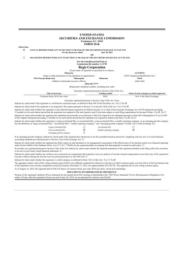 Thumbnail Regis Corporation
 10-K Annual Report 2023