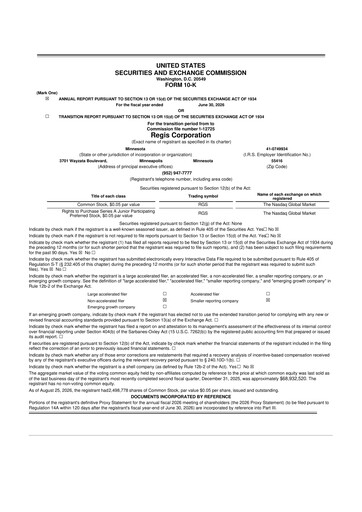 Thumbnail Regis Corporation
 10-K Annual Report 2026