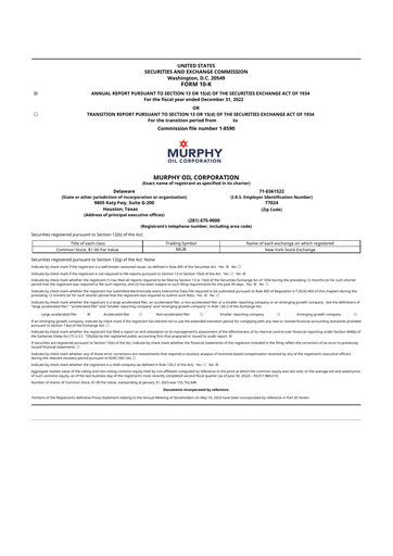 Thumbnail Murphy Oil
 10-K Annual Report 2022