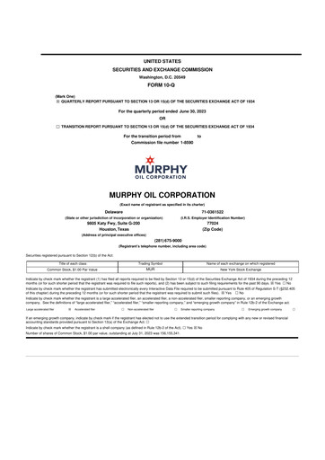 Thumbnail Murphy Oil
 10-Q Quarterly Report FY2023 