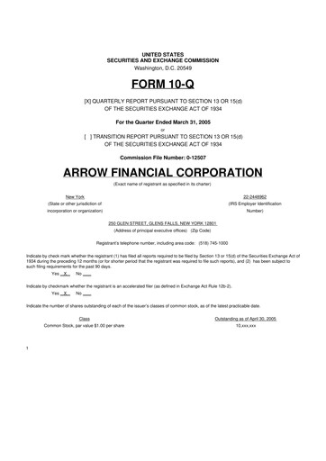 Thumbnail Arrow Financial 10-Q Quarterly Report FY 