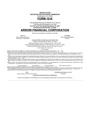 Thumbnail Arrow Financial 10-K Annual Report 2011