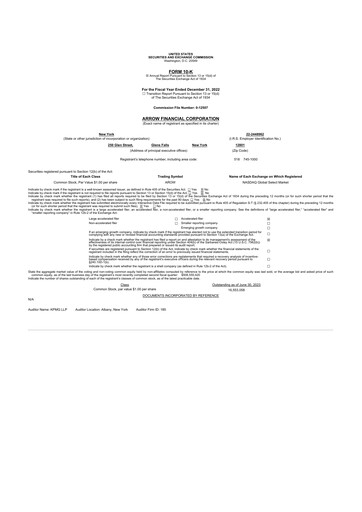 Thumbnail Arrow Financial 10-K Annual Report 2022