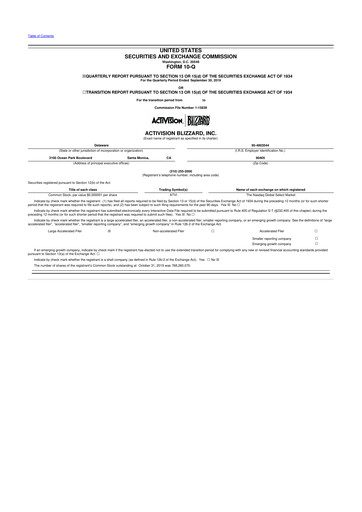 Thumbnail Activision Blizzard 10-Q Quarterly Report FY2019 