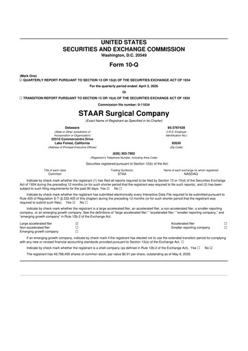 Thumbnail STAAR Surgical 10-Q Quarterly Report FY2026 