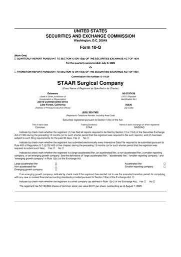 Thumbnail STAAR Surgical 10-Q Quarterly Report FY2026 