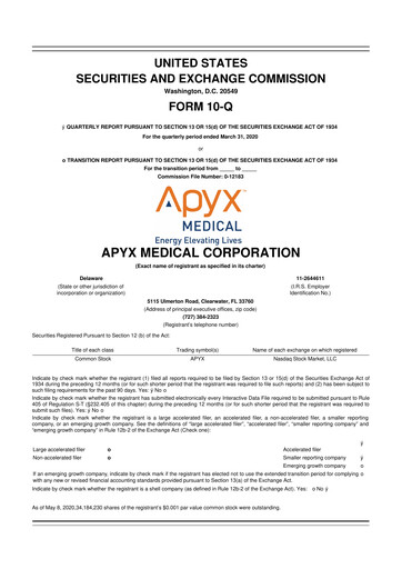Miniature Apyx Medical 10-Q Rapport trimestriel 2020 