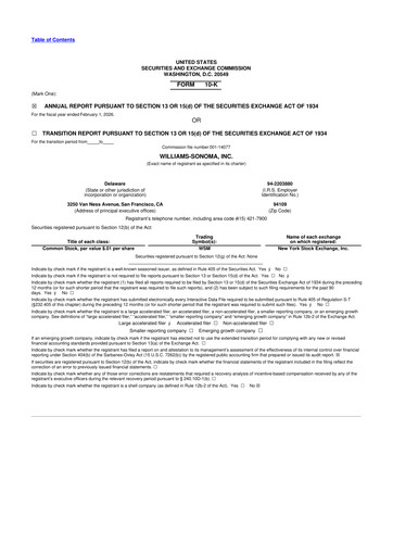 Miniature Williams-Sonoma 10-K Rapport annuel 2025