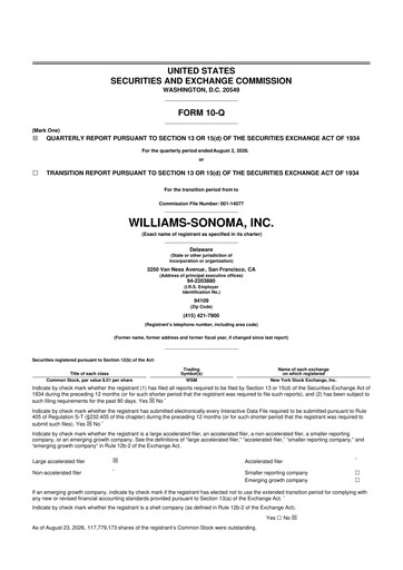 Thumbnail Williams-Sonoma 10-Q Quarterly Report FY2026 Q2