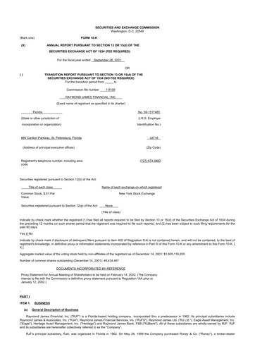 Thumbnail Raymond James Financial 10-K Annual Report 