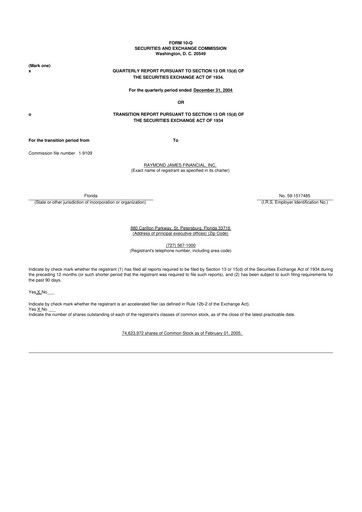 Thumbnail Raymond James Financial 10-Q Quarterly Report FY 