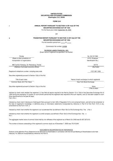 Thumbnail Raymond James Financial 10-K Annual Report 