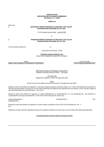 Thumbnail Raymond James Financial 10-Q Quarterly Report FY 