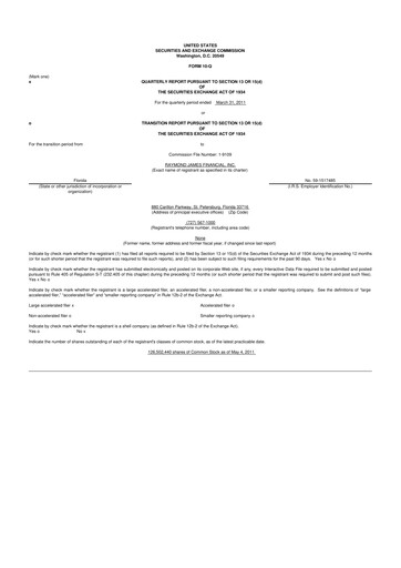 Thumbnail Raymond James Financial 10-Q Quarterly Report FY 