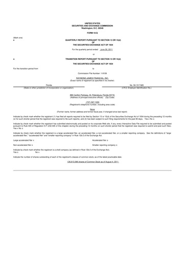 Thumbnail Raymond James Financial 10-Q Quarterly Report FY 
