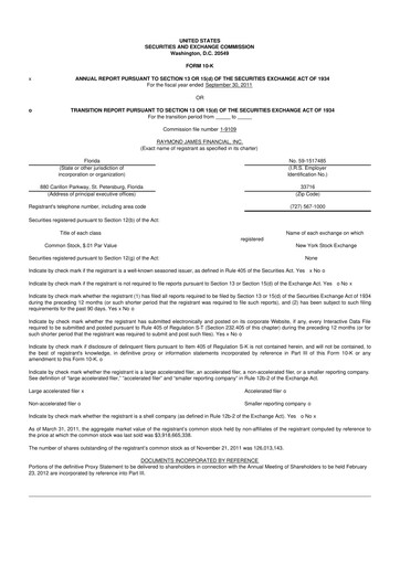 Thumbnail Raymond James Financial 10-K Annual Report 