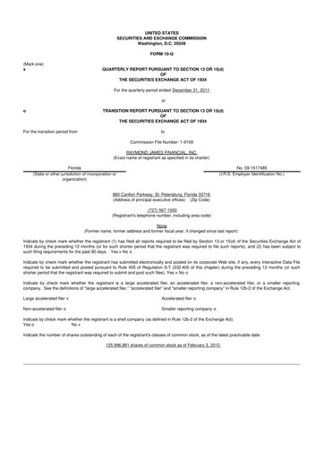Thumbnail Raymond James Financial 10-Q Quarterly Report FY 