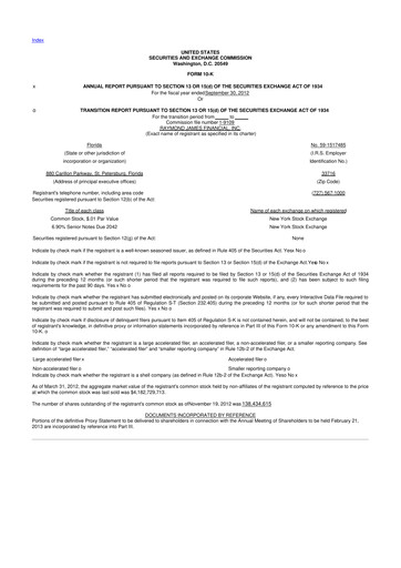 Thumbnail Raymond James Financial 10-K Annual Report 