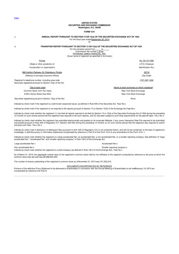 Thumbnail Raymond James Financial 10-K Annual Report 