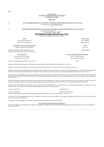 Thumbnail Raymond James Financial 10-K Annual Report 2016